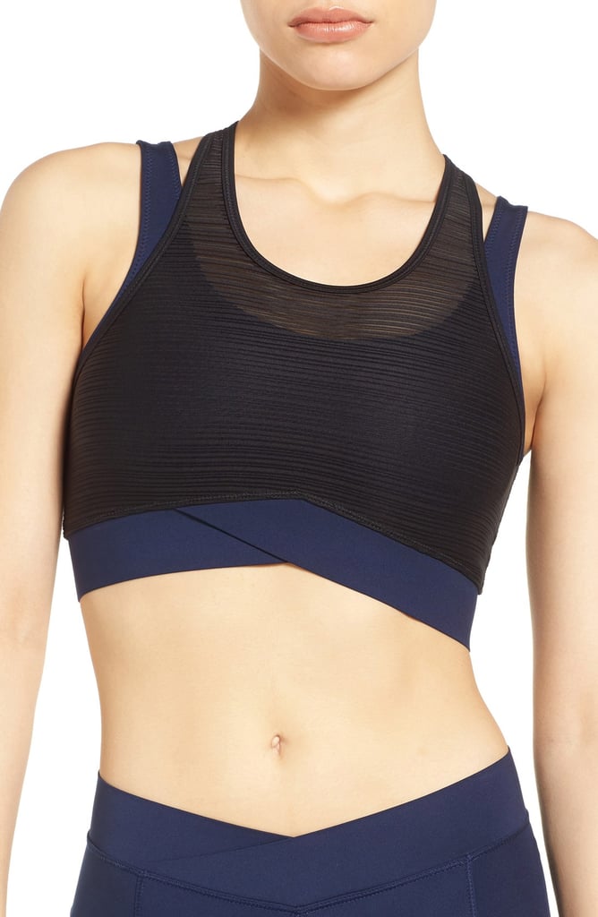 Ivy Park Linear Mesh Overlay Racerback Sports Bra ($50)