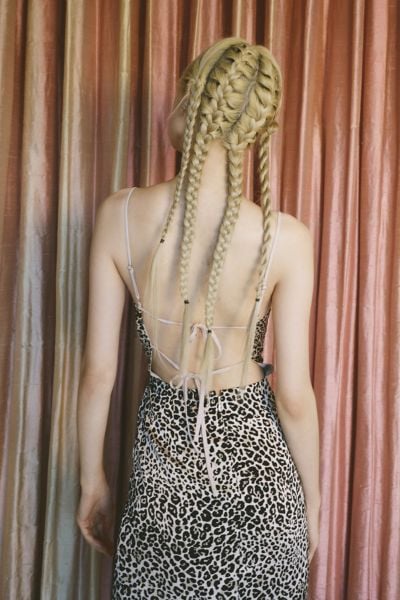 UO Leopard Print Tie-Back Mini Dress