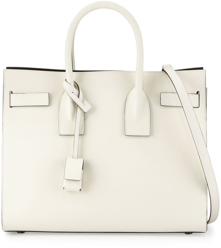 Saint Laurent Sac de Jour Small Bicolor Satchel Bag, White/Black ($2,890)