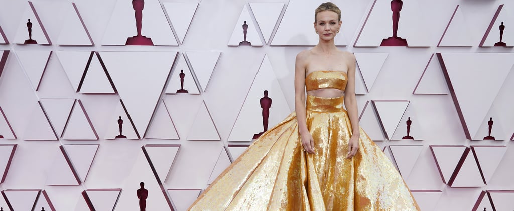 Carey Mulligan's Gold Valentino Skirt at the 2021 Oscars