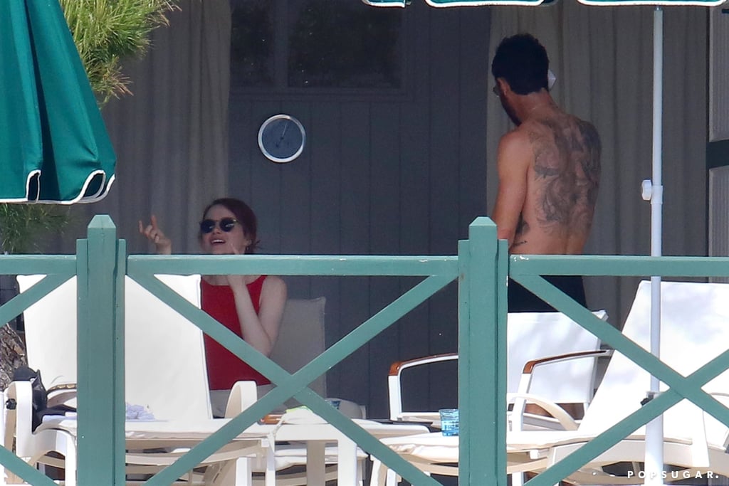 Emma Stone and Justin Theroux Beach Pictures May 2018