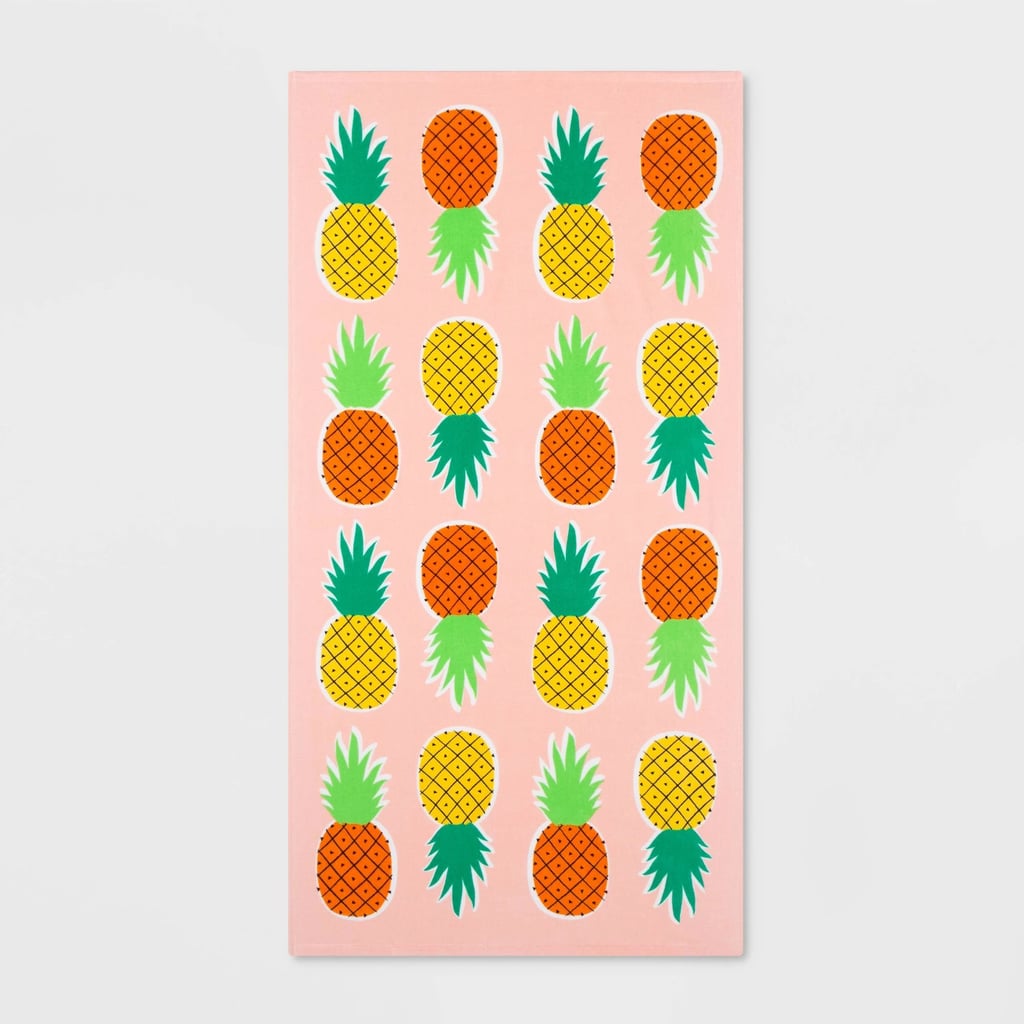 Sun Squad Printed Pineapple Beach Towel Pink