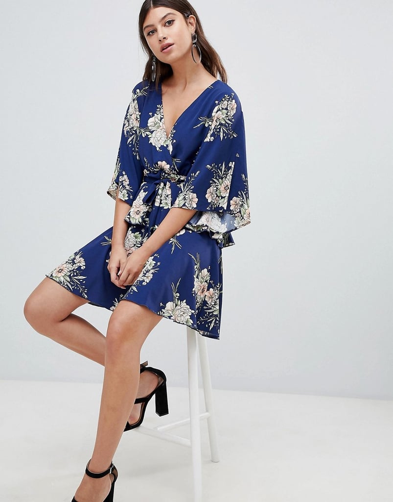 Pretty Little Thing Kimono Sleeve Wrap Dress Princess Eugenie Blue