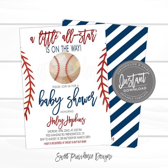 Baseball Baby Shower Invitation