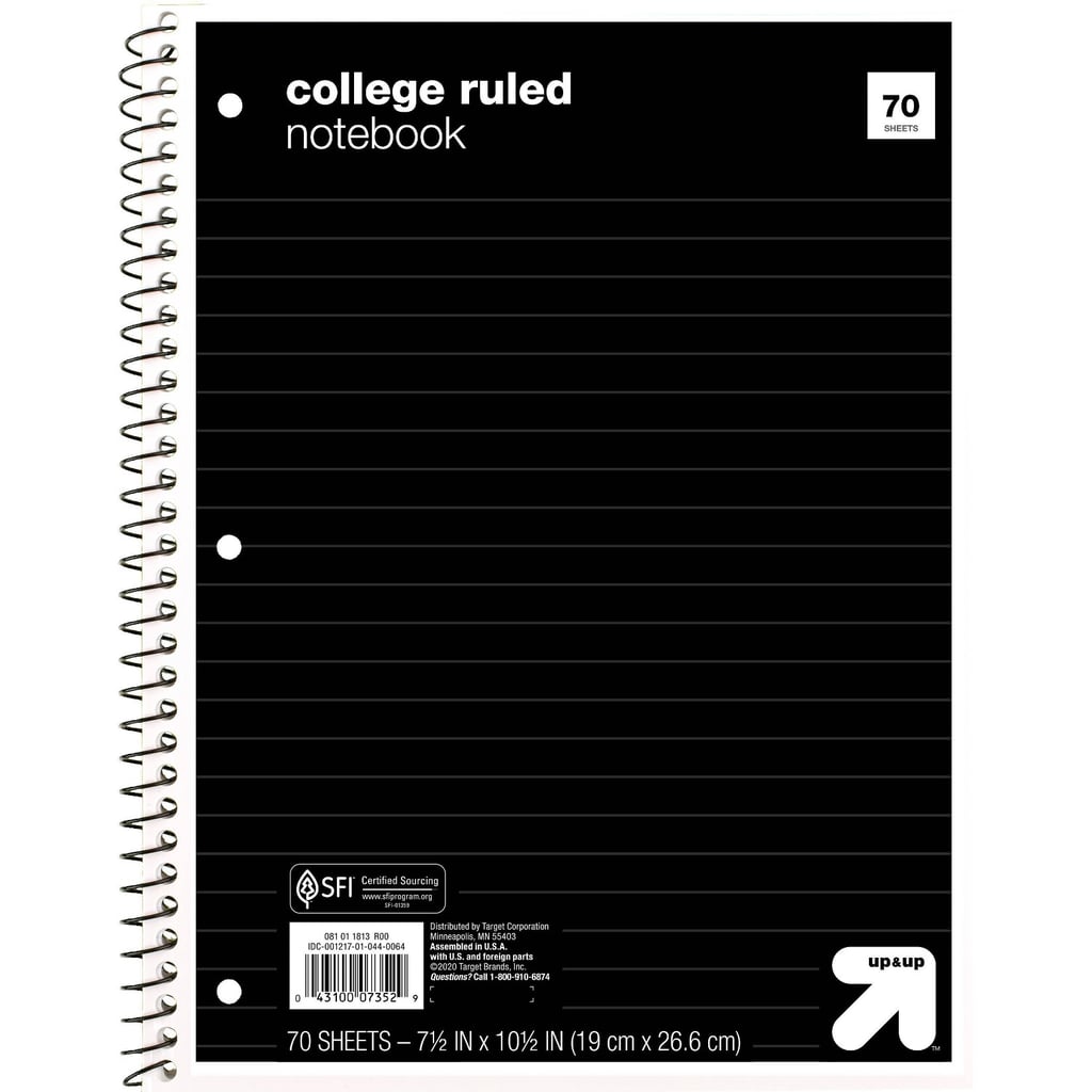 An Affordable Notebook: College Ruled 1 Subject Flexible Paperboard Cover Spiral Notebook