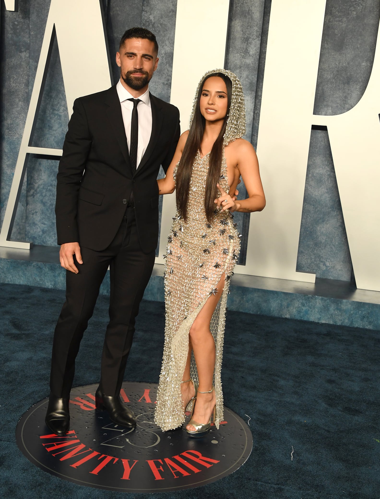 Becky G, Sebastian Lletget at 2023 Vanity Fair Oscars Party POPSUGAR
