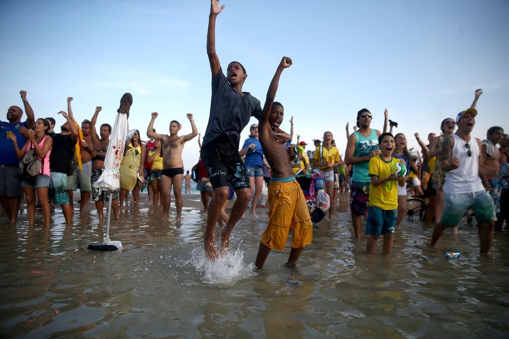 Brazil fans celebrated the team's win over Chile.