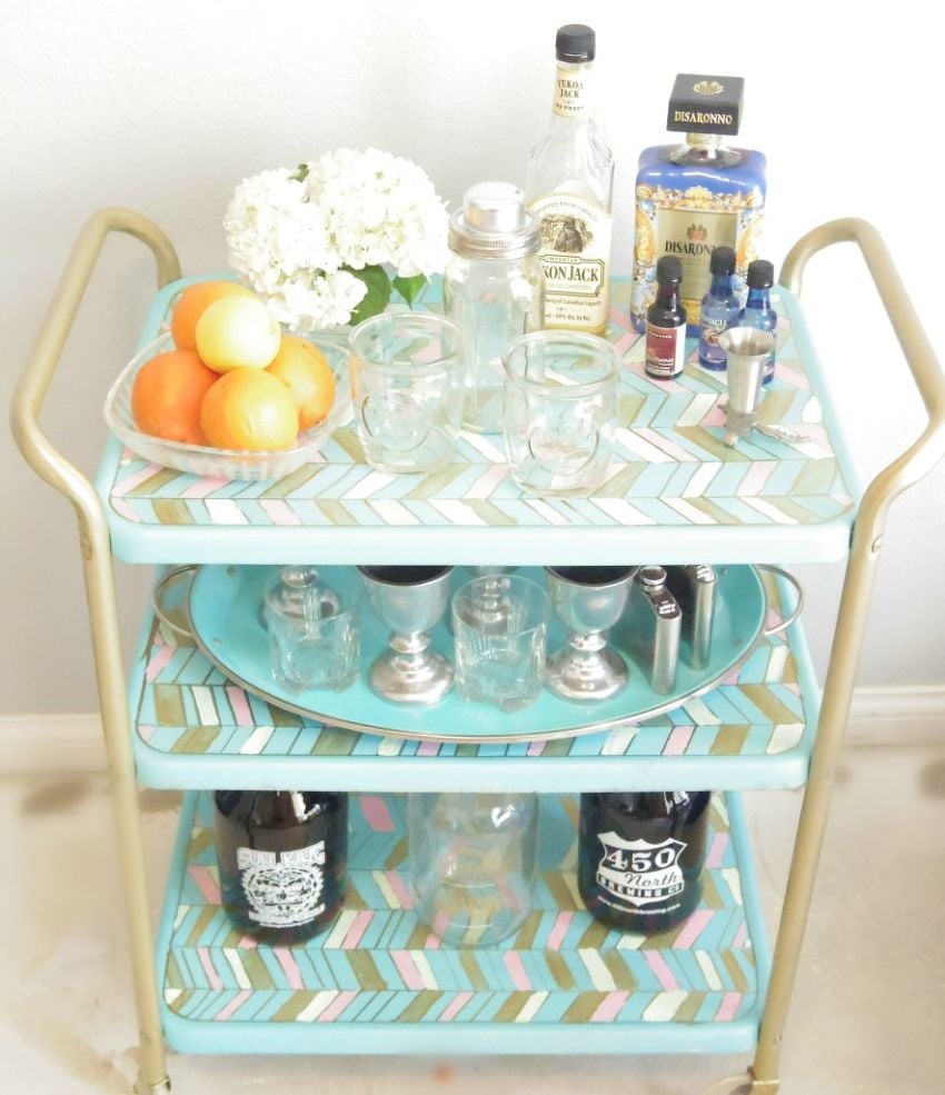 To finish it off, Stacey styled the cart with a bowl of citrus, fresh flowers, and a tray to organize her glasses.  
Feeling inspired? Check out the tutorial at Hometalk! 
Source: Addison Meadows Lane via Hometalk