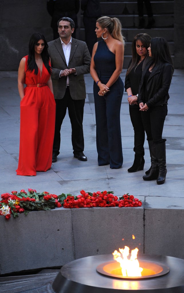 Kim and Khloé learned about the genocide memorial.