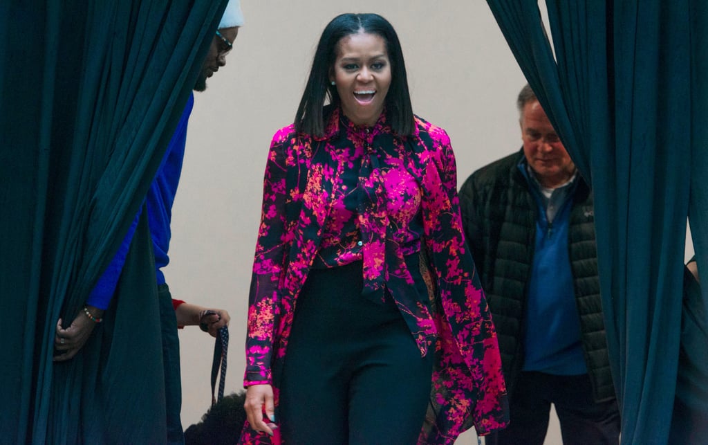 Michelle Obama's Pink Floral Blouse December 2016