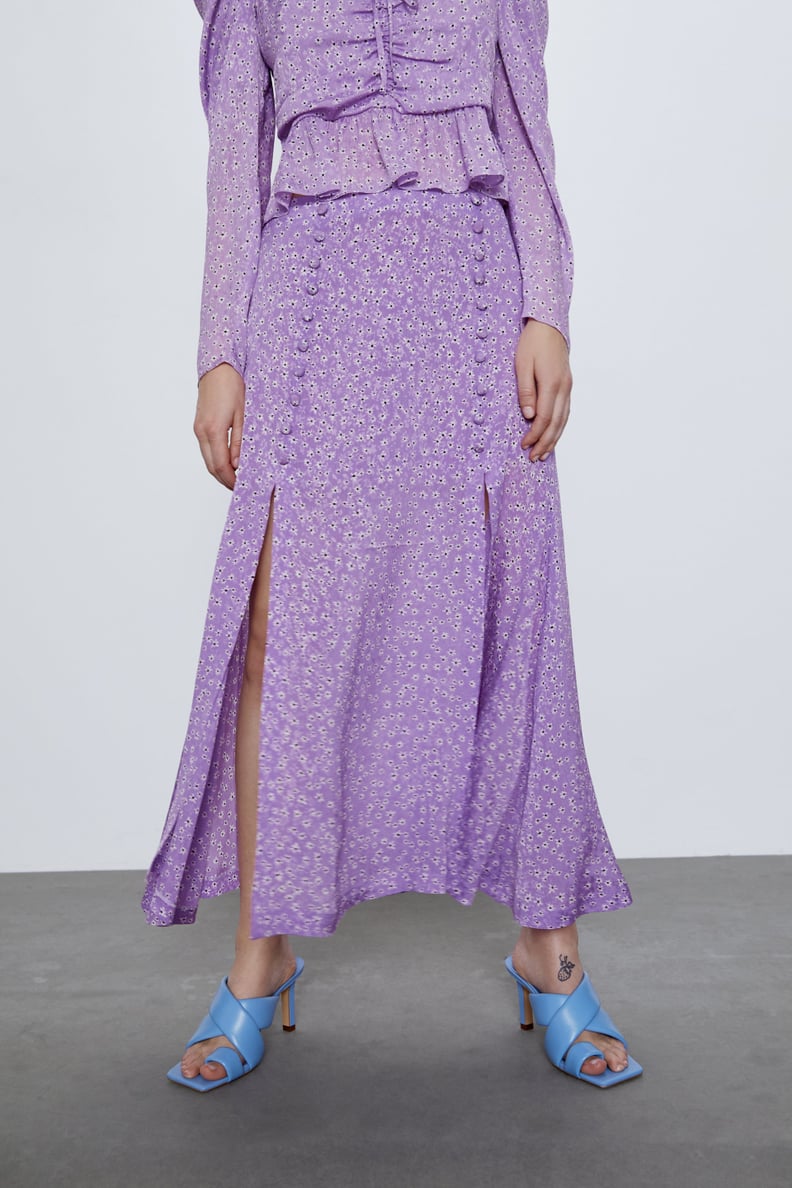 Zara Printed Skirt With Slits
