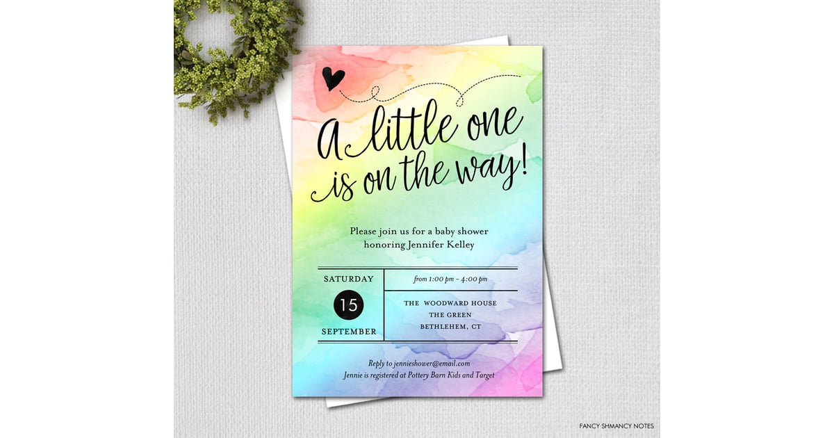 Water Color Rainbow Baby Shower Invitation Bright And Cheery