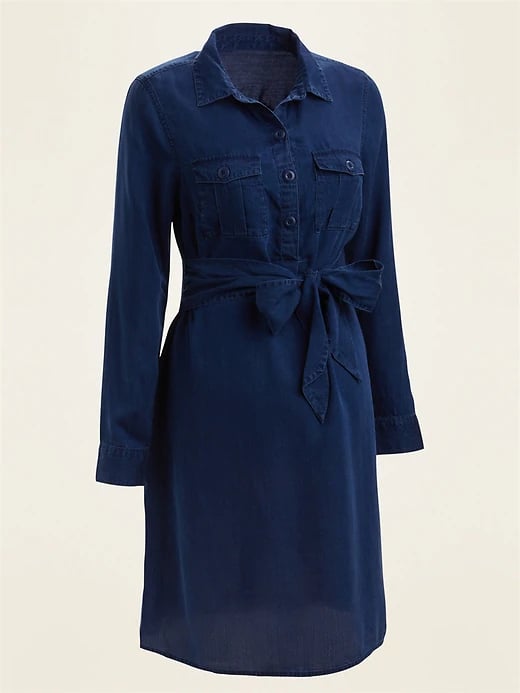 Old Navy Maternity Chambray Utility Tie-Belt Shirt Dress