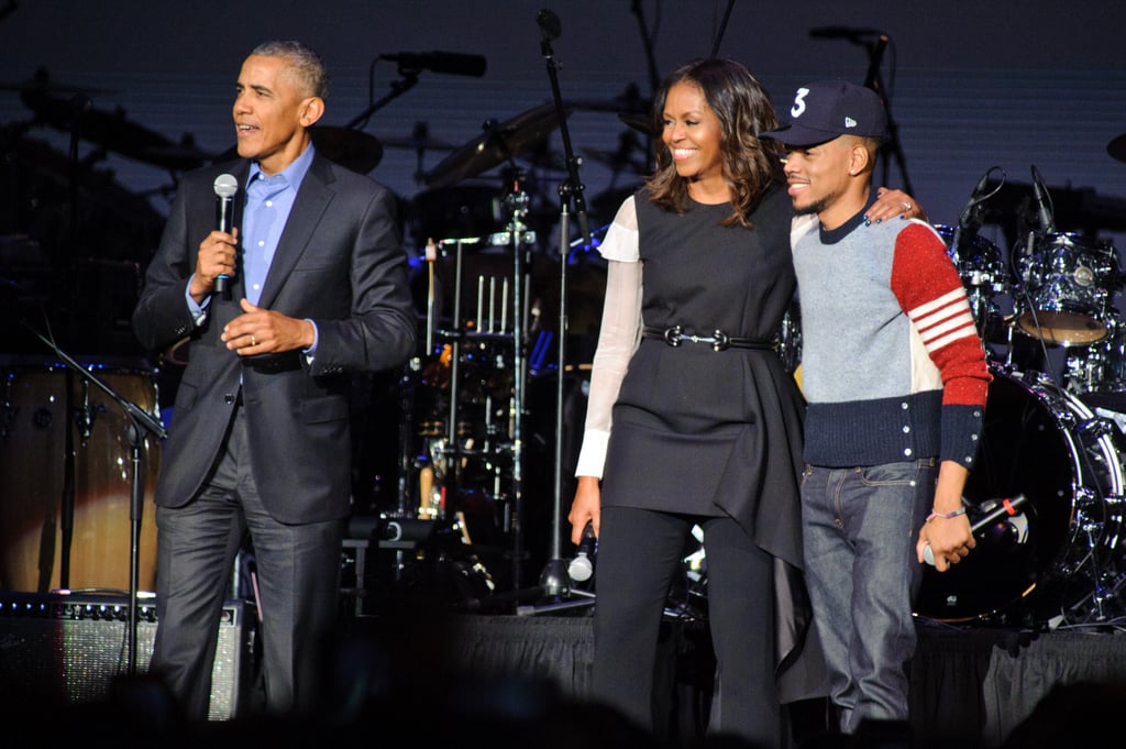 Michelle Obama Wearing Dress Over Pants