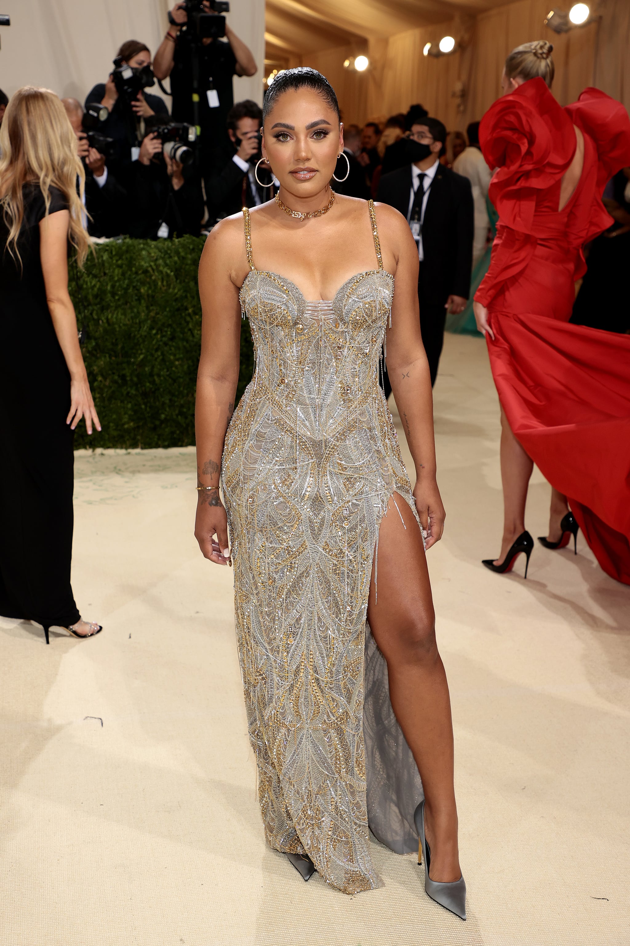 NEW YORK, NEW YORK - SEPTEMBER 13: Ayesha Curry attends the The 2021 Met Gala Celebrating In America: A Lexicon Of Fashion at Metropolitan Museum of Art on September 13, 2021 in New York City. (Photo by Dimitrios Kambouris/Getty Images for The Met Museum/Vogue )