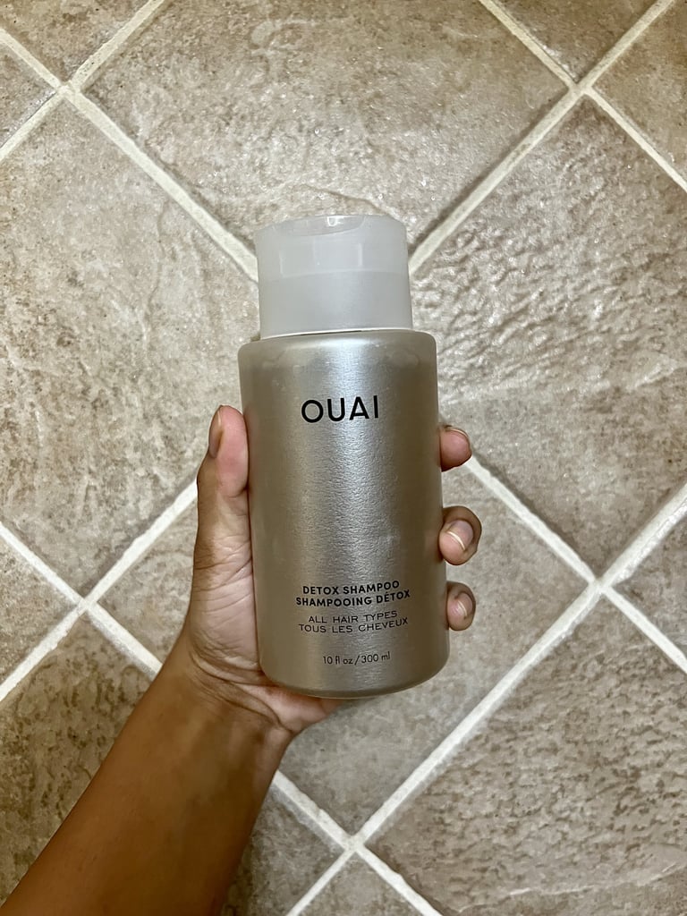 What I Like About the Ouai Detox Shampoo
I don't know what I love more about the Ouai Detox Shampoo: the results or the heavenly scent. After using it several times, it easily became a staple in my hair-care routine. The shampoo effectively cleanses any excess oil and dry-shampoo buildup. Yet it does not compromise on being gentle on my scalp and hair. 
Whenever I feel like my scalp needs a deep cleanse, whether it's from using too much product and hairspray or as a pick-me-up exfoliation treatment, it's the only product I turn to for a quick refresh and revamp. After blow-drying my hair, I noticed that my roots were a little more lifted and voluminous, and my scalp felt lighter, cleaner, and refreshed. My hair looked shinier and healthier as well, probably due to the apple cider vinegar in the formula. 
Plus, the scent is incredibly divine and luxe. I sometimes take a moment to myself and inhale the scent while showering, even when I don't need to wash my hair. The Ouai Detox Shampoo is floral and fruity but in a layered, perfumey way. It has the iconic Melrose fragrance, which has notes of rose bergamot, lychee, cedarwood, and white musk.