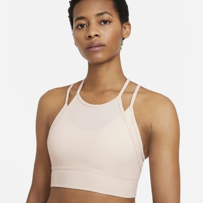 NIKE DRI-FIT SWOOSH WOMEN'S MEDIUM-SUPPORT 1-PIECE PADDED LONGLINE SPORTS  BRA GREEN