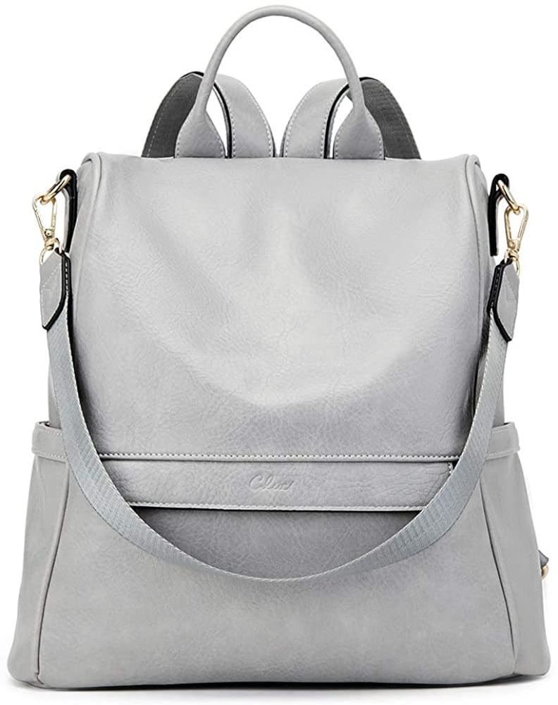 Elephant Skin Pattern Backpack Shoulder Bag in Gray