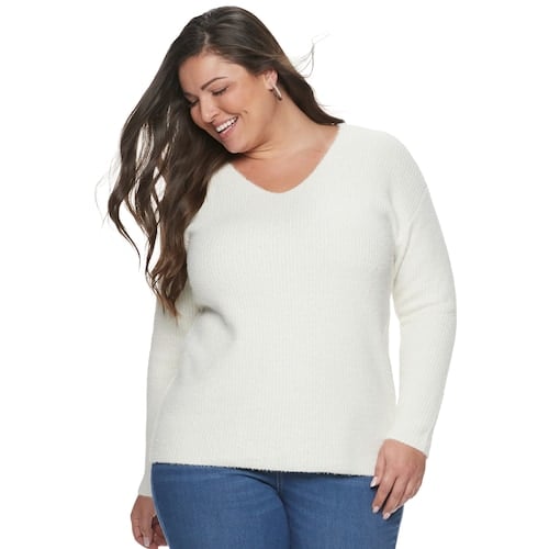 EVRI Plus Size Long Sleeve Pull Over Sweater