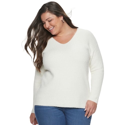 Evri Plus Size Long Sleeve Pull Over Sweater