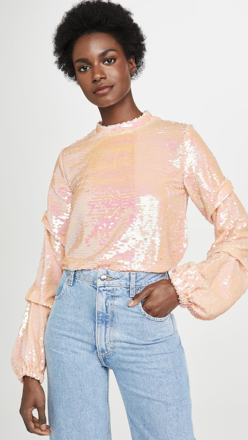 Self Portrait Sequin Stripe Top