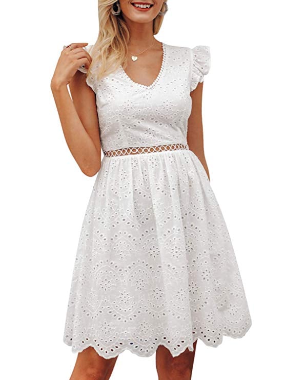 BerryGo Elegant Lace Ruffle Mini Dress