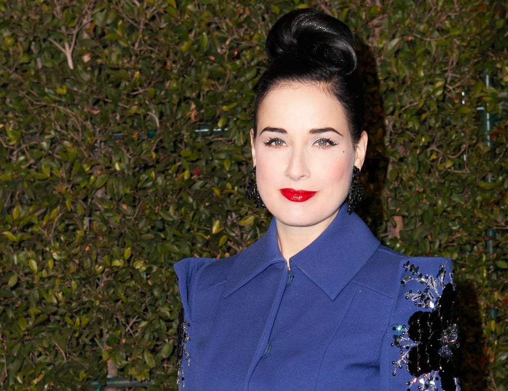 It's rare you see Dita Von Teese in anything other than vintage waves, but this updo modernizes her retro style considerably.