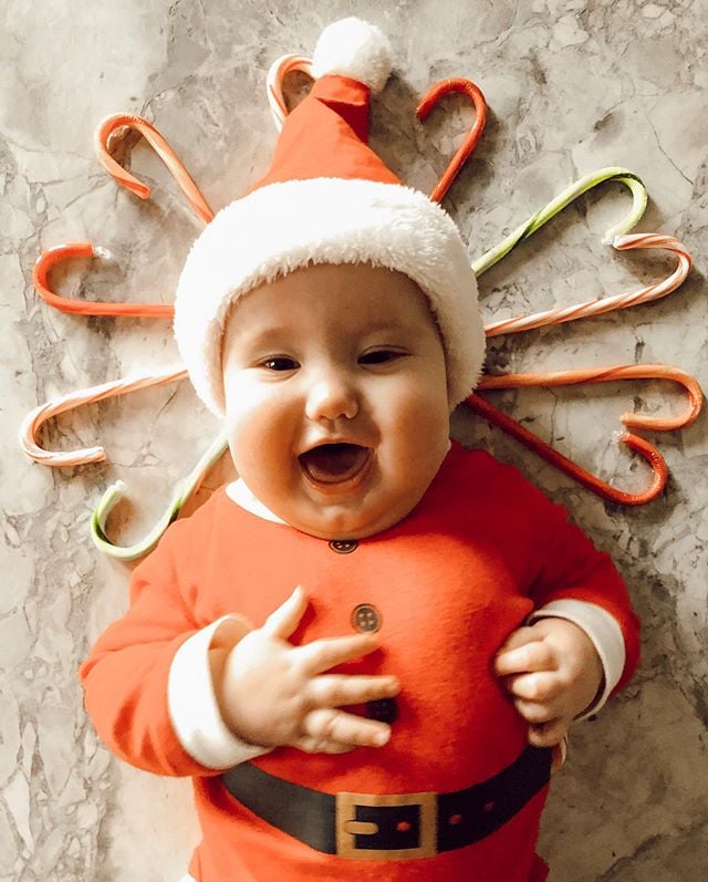 Baby Dressed as Elf on the Shelf 2018 POPSUGAR Family Photo 43