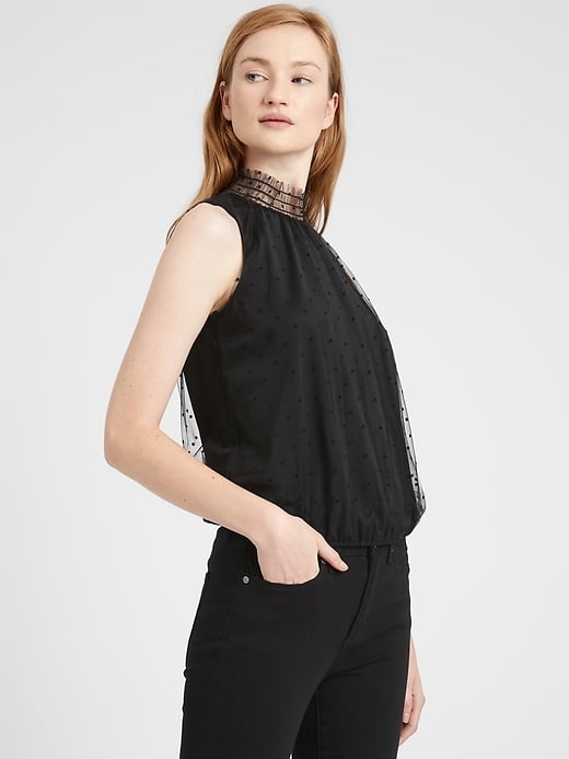 Banana Republic High-Neck Cropped Tulle Top