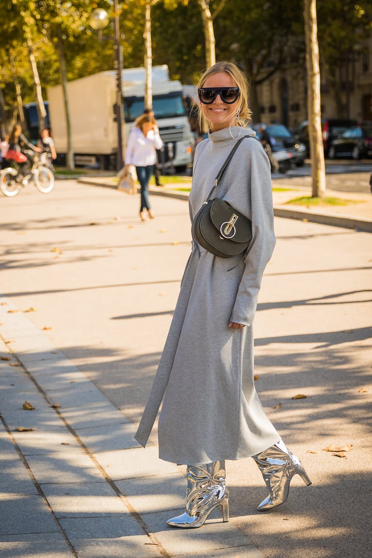 The flash of silver boots in this look is killer. | Best Street Style ...