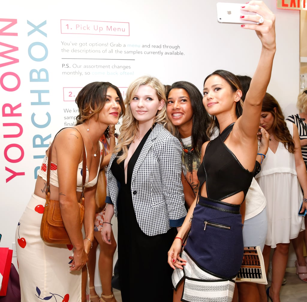 Jamie Chung took a selfie with Abigail Breslin, Jessica Szohr, and Hannah Bronfman at the Birchbox opening in NYC on Thursday.
