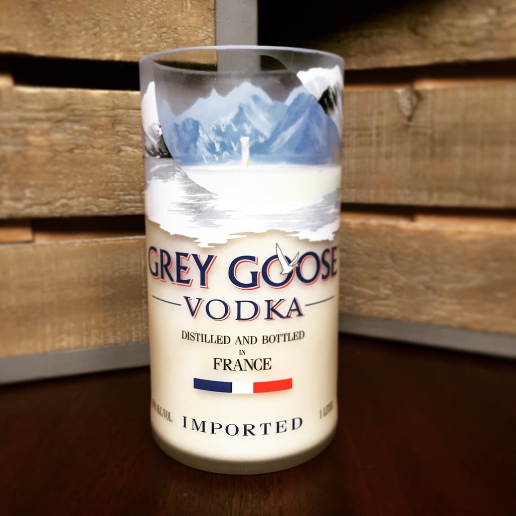 Recycled Grey Goose Vodka Bottle Candle