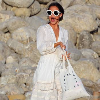 Alicia Vikander Wearing White Dress in Ibiza