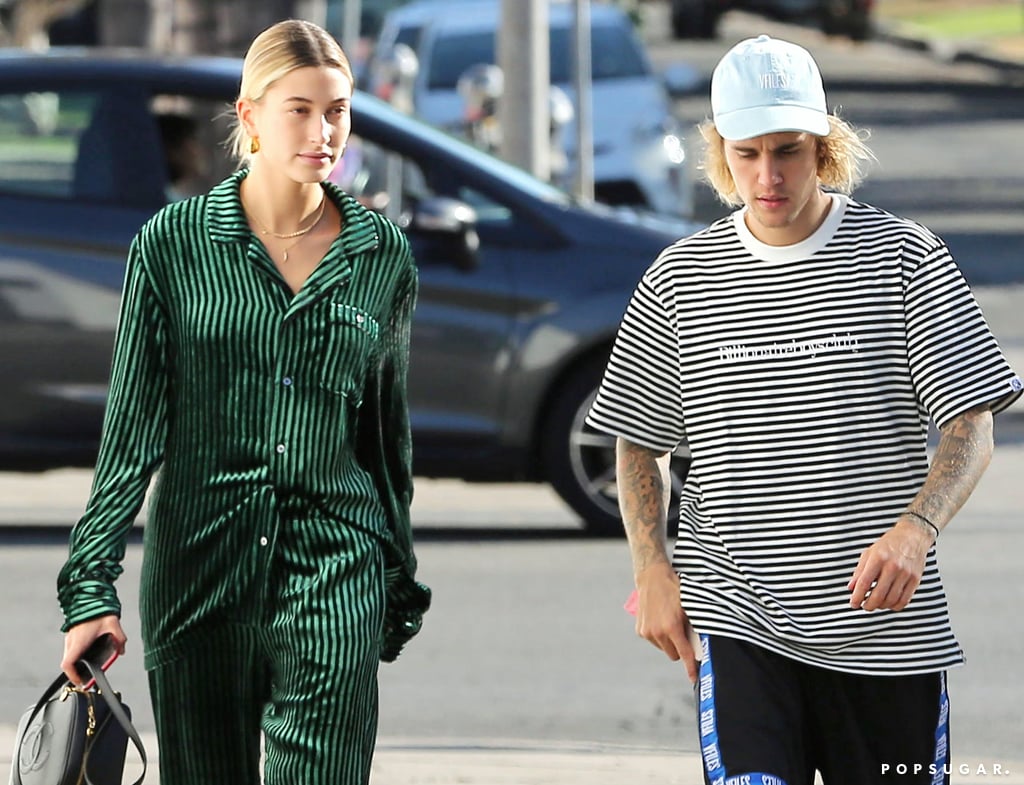 Hailey Baldwin Green Pajama Set With Justin Bieber 2018