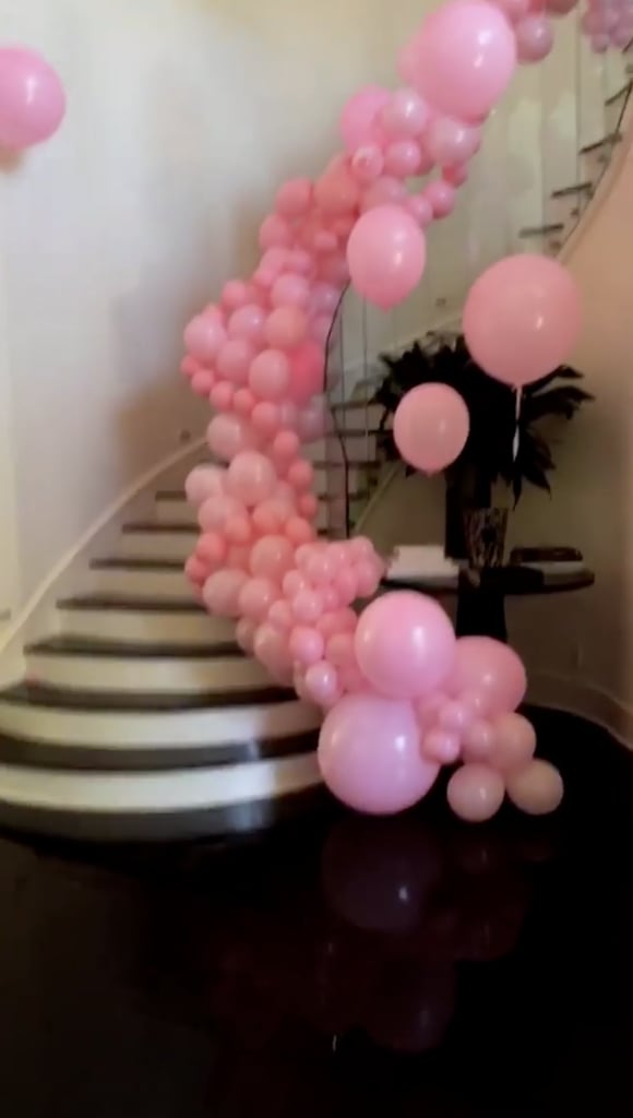 The Staircase Was Decked Out With Pink Balloons, Too