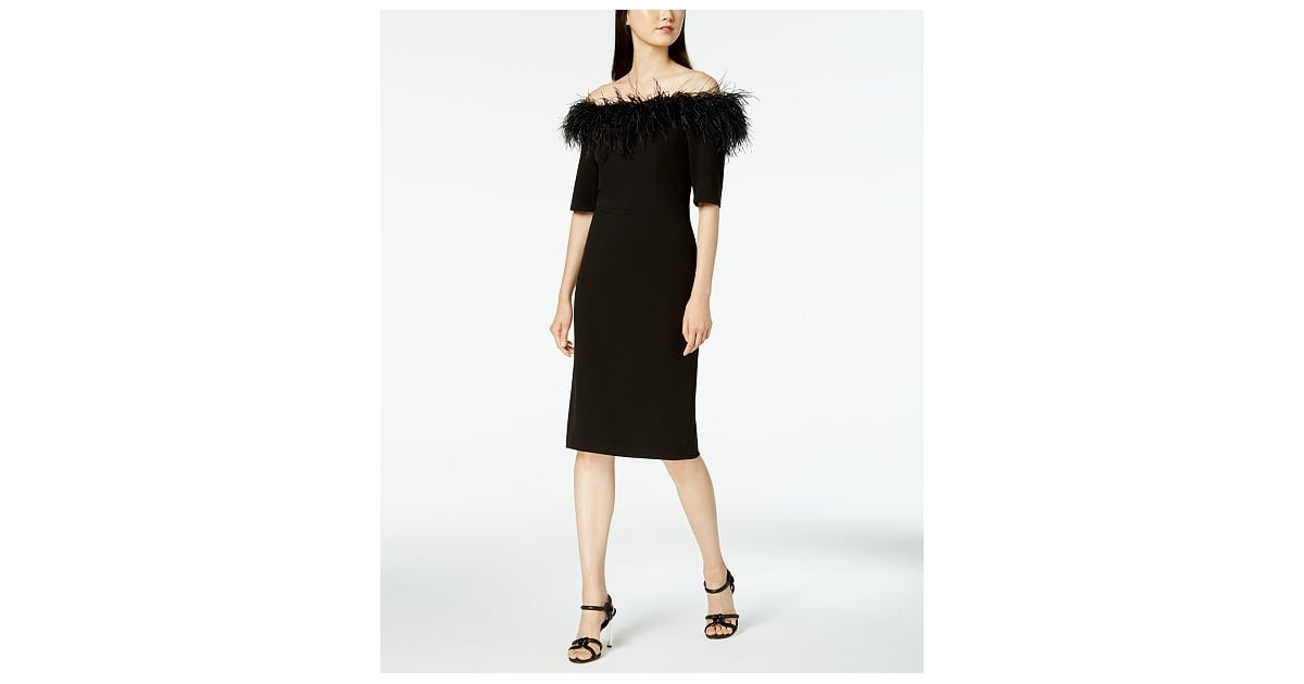 calvin klein black off the shoulder dress