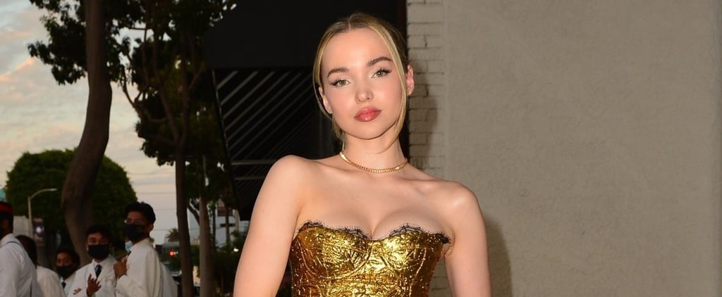 Dove Cameron Wears Gold Top and Skirt Set to Cartier Party