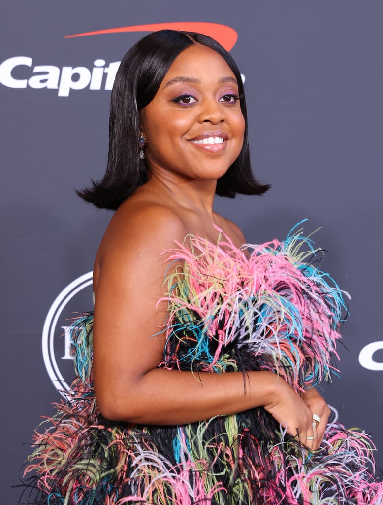 Quinta Brunson Wears a Rainbow Feather Dress to the ESPYs