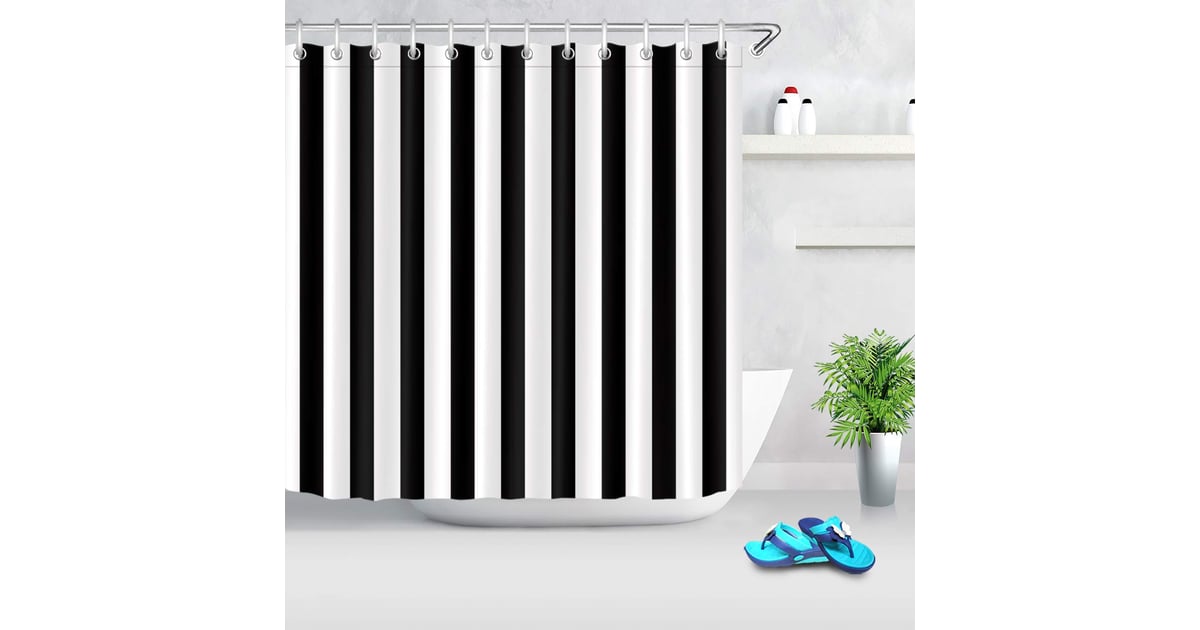 LB Black and White Shower Curtain,Striped Bathroom Curtain | Best