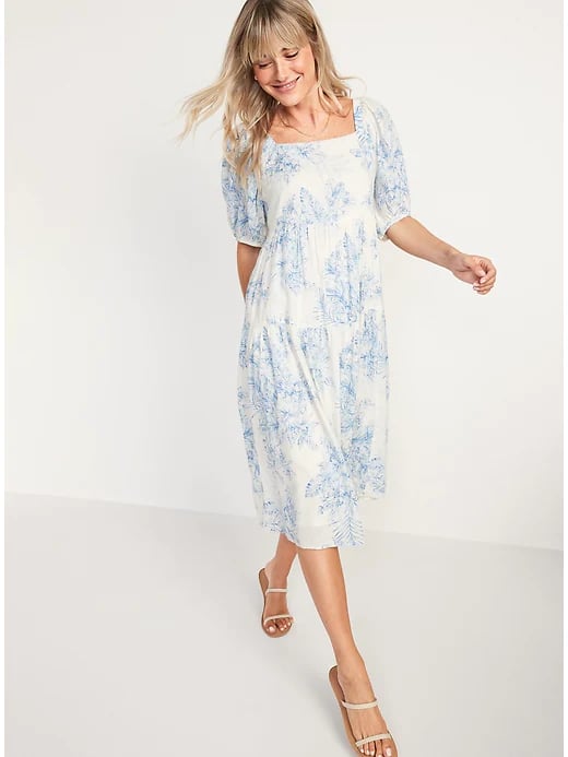 Old Navy Puff-Sleeve Midi Swing Dress