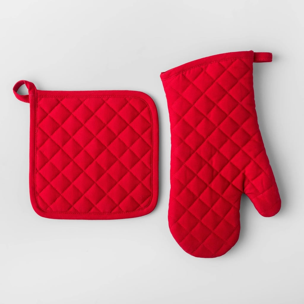 Solid Pot Holder and Oven Mitt Set