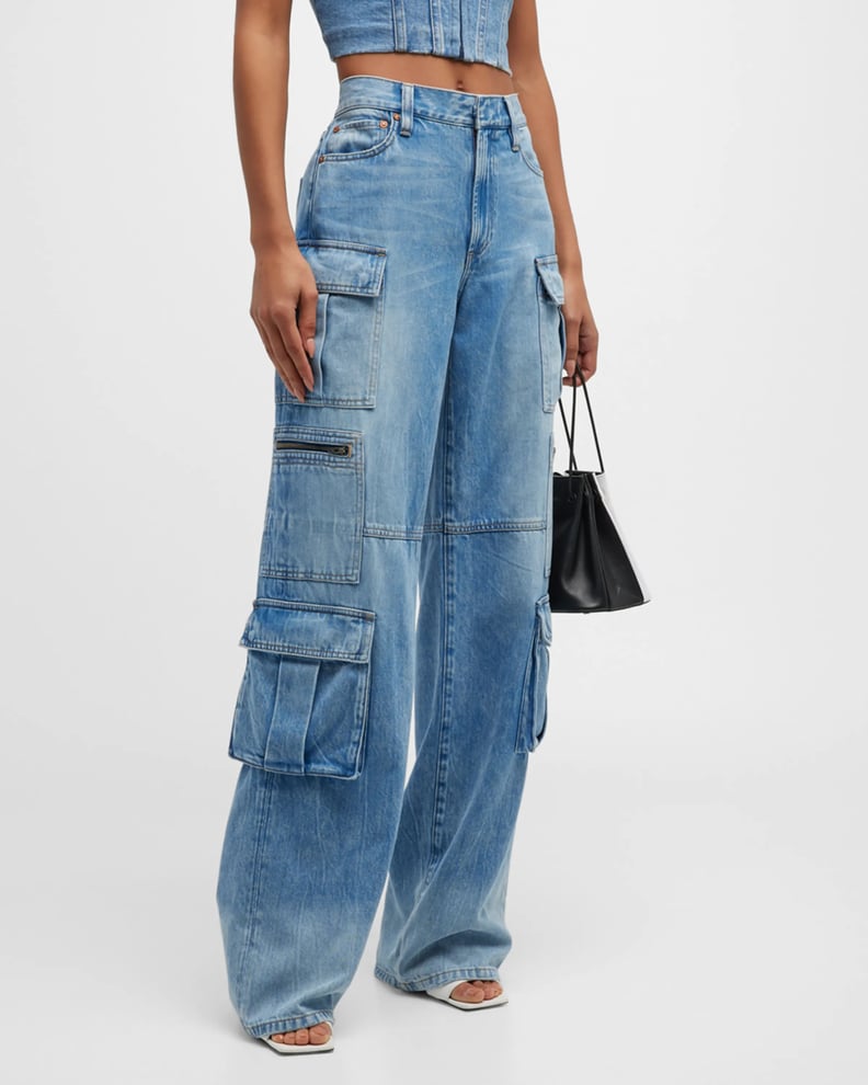 Alice + Olivia Cay Baggy Denim Cargo Pants