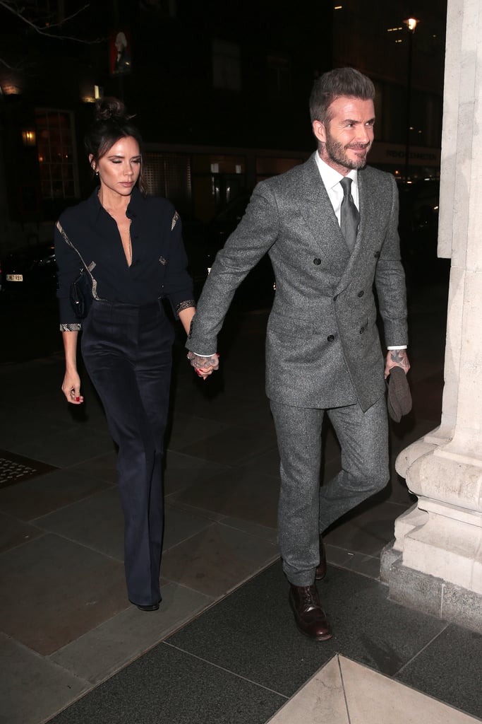 Victoria Beckham Blue Snakeskin Blouse With David Beckham