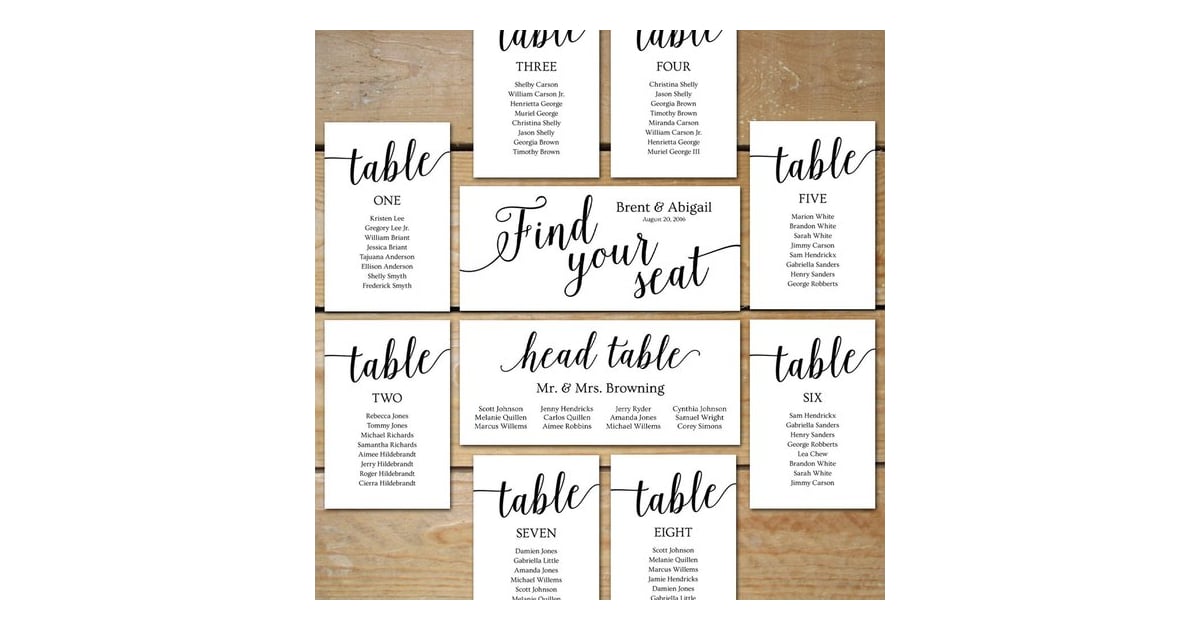 Wedding Seating Chart Cards