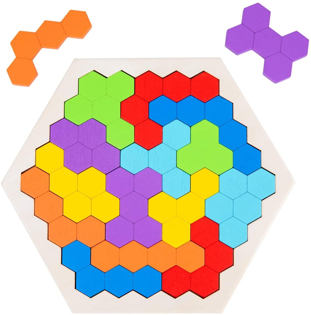 WOOD CITY Wooden Hexagon Puzzles for Kids