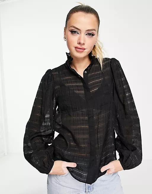 & Other Stories Frill Collar Semi Sheer Blouse