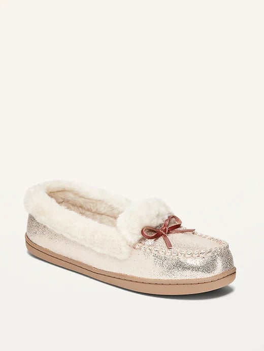 Old Navy Faux-Suede Sherpa-Lined Moccasin Slippers