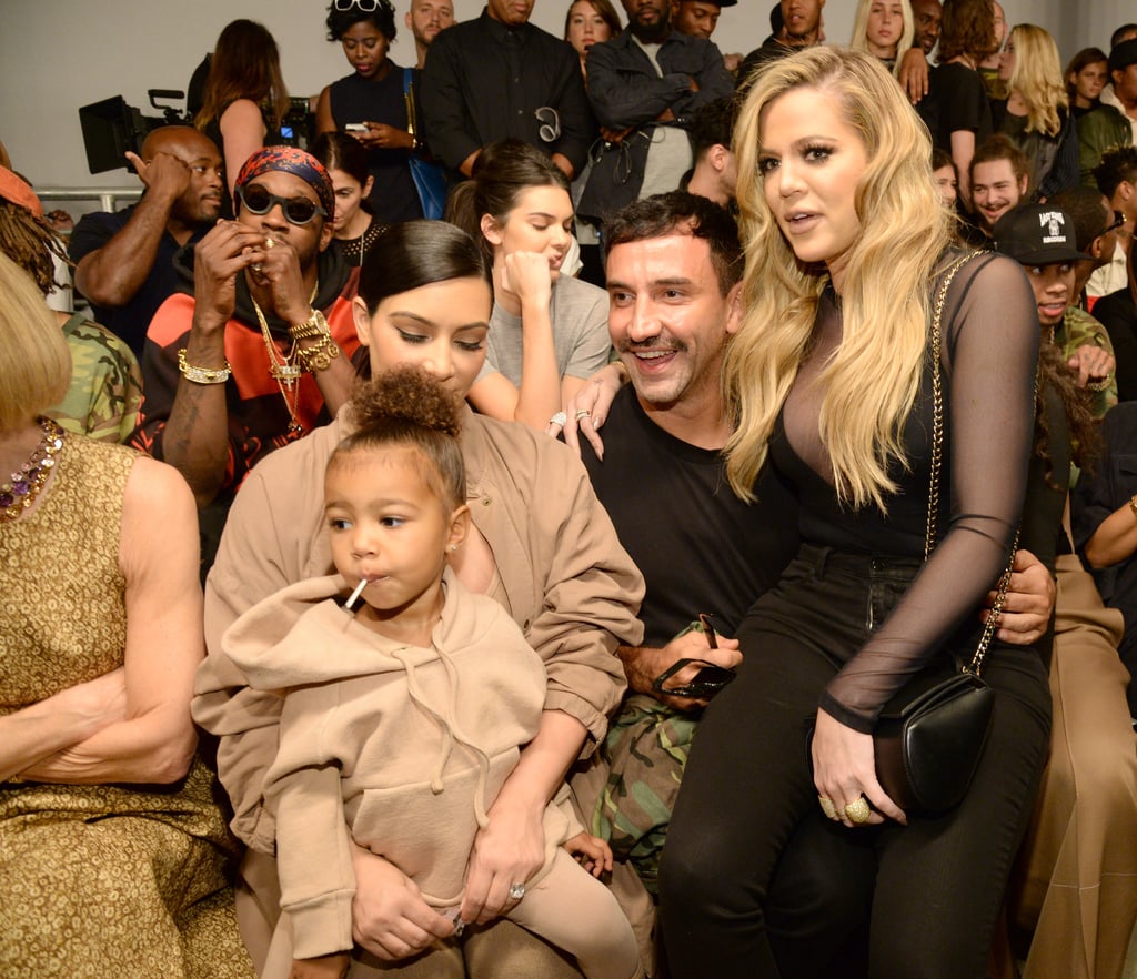 Kim Kardashian and North West at Yeezy Season 2 Fashion Show