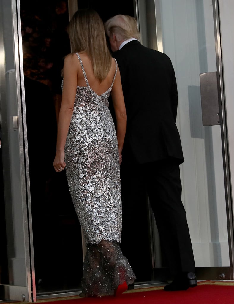 Melania Trump Sequined Chanel Dress at State Dinner 2018