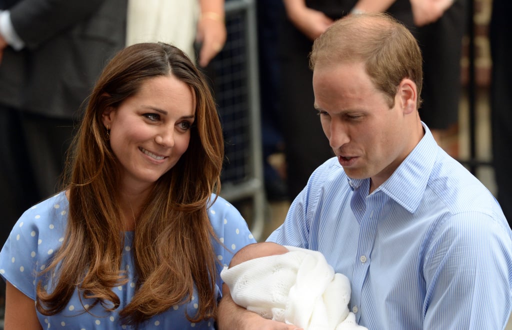 Kate gazed at William when they introduced Prince George to the world in July 2013.